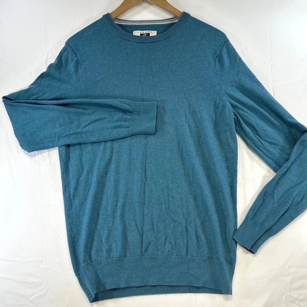 Joseph Abboud Cashmere Blend Crewneck Sweater Medium M Teal Blue Quiet Luxury
